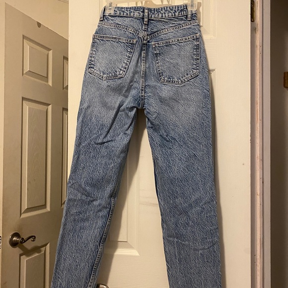Zara Dark Wash High Rise Straight Leg Jean - Picture 6 of 7